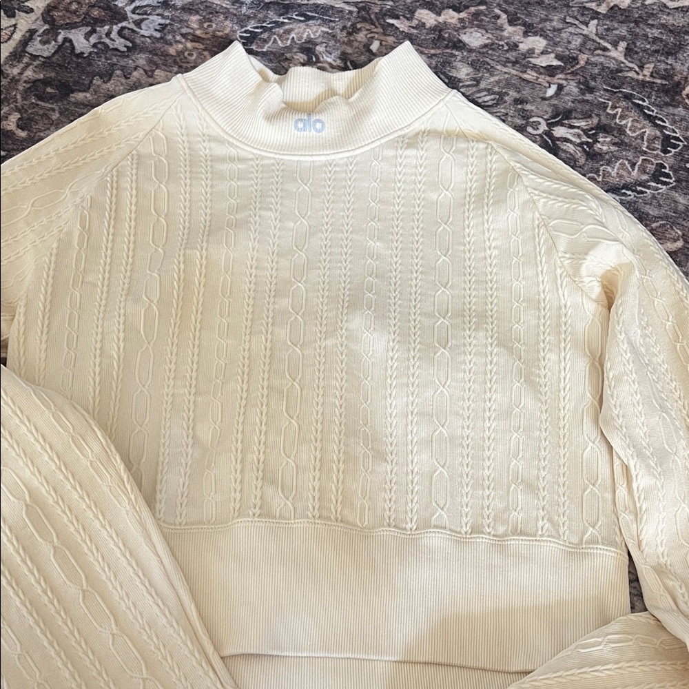 ALO Yoga Cream Cable Cowl-Style Sweater